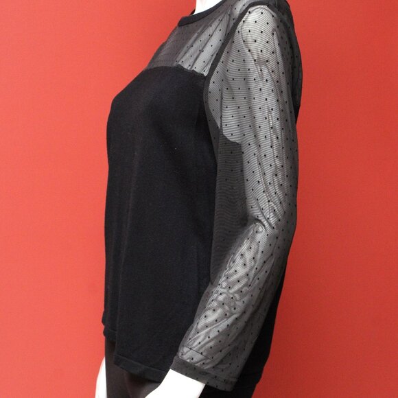 August Silk Black Mesh Polka Dot Blouse - Picture 8 of 12